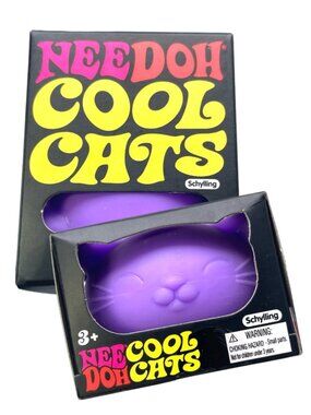 🆕 NEW in box 💜 NeeDoh “Cool Cats” Purple ✨ RARE! Squishy Fidget Toy by Schylli